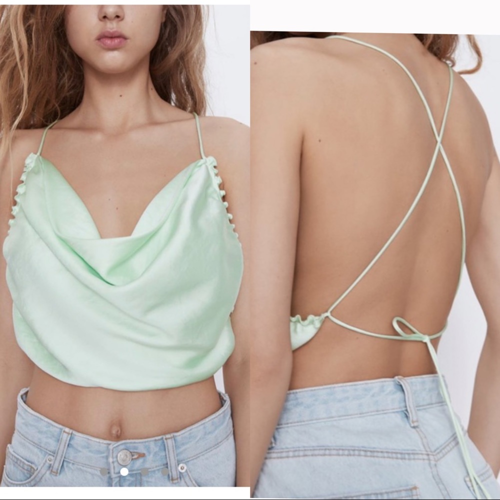 Zara Satin backless crop top